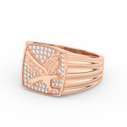 2Ct Round Cut Moissanite Menâs Flying Eagle Ring â 14K Yellow Gold Plated